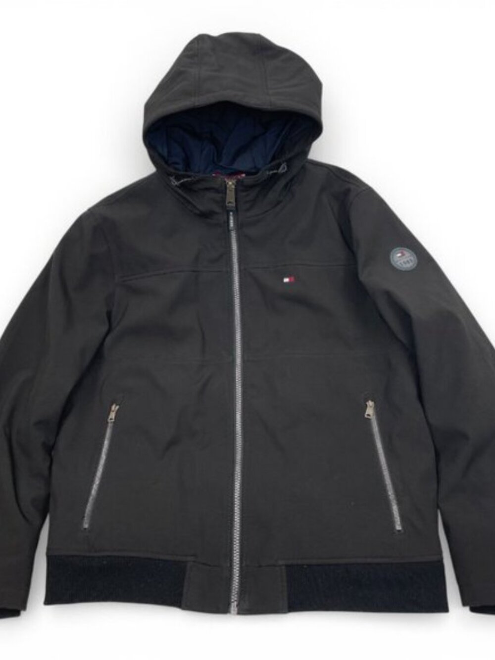 Tommy Hilfiger Soft Shell Hooded Insulated Black Winter Jacket Men's XL - Picture 3 of 10